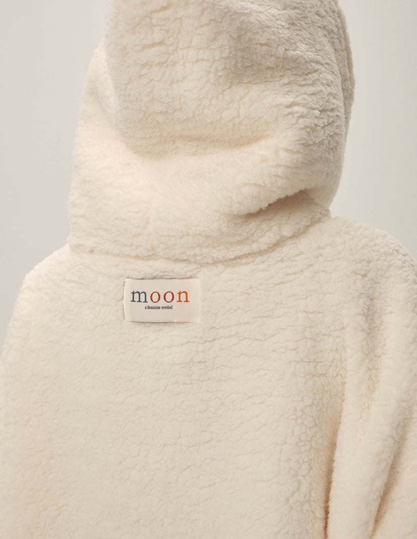 Oversized fleece hoodie Fune cream 9