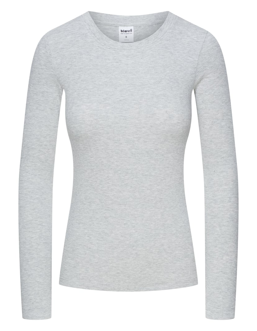 Ribbed Fitted Long Sleeve T-Shirt Grey 6
