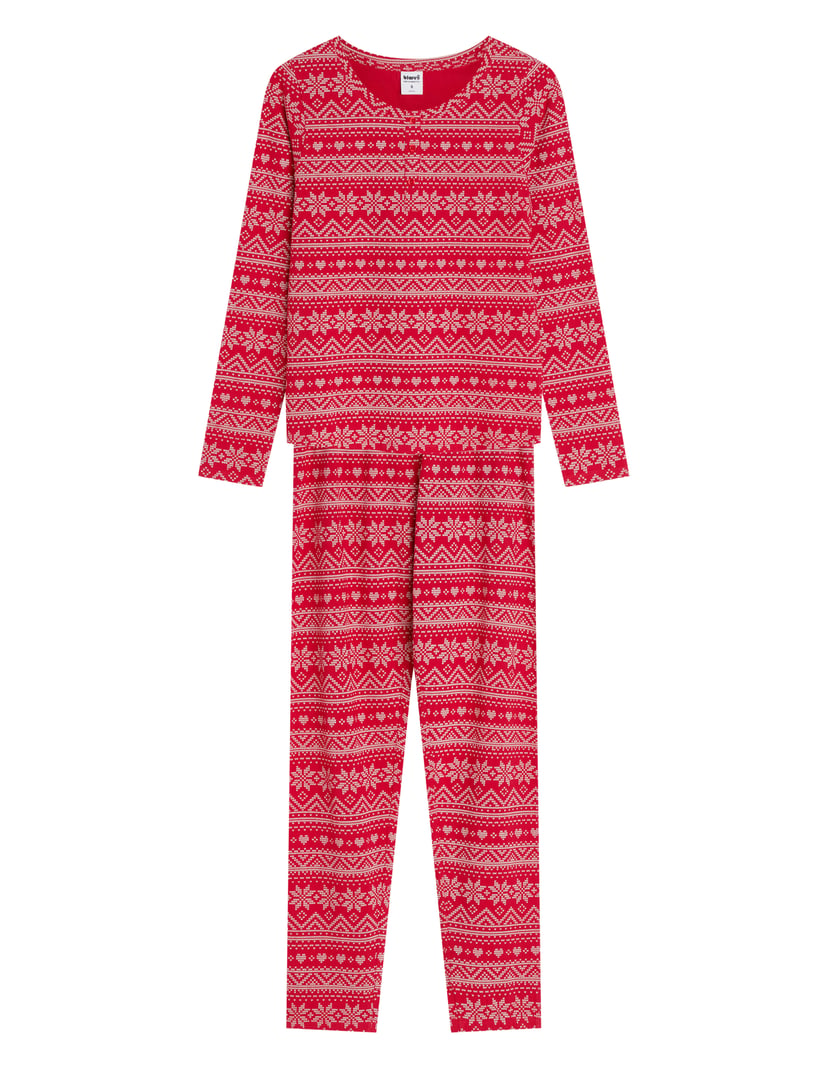 Long Pajamas HYGGE MOMENTS Red with Christmas Pattern Red 8