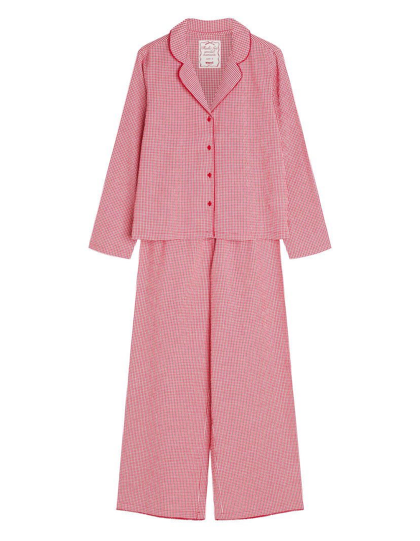 Long Pajamas SUGAR SPARK Red Plaid with Bow Red 12