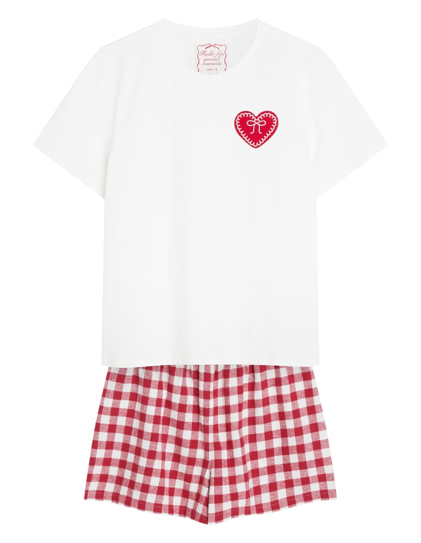 Sweetheart Christmas Pajamas with Flannel Plaid cream 5