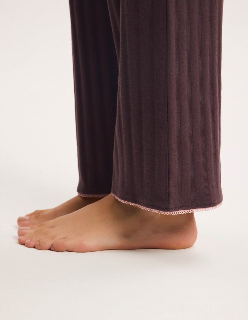 Long Pajamas AMELIA Brown with Cotton and Embroidery brown 7