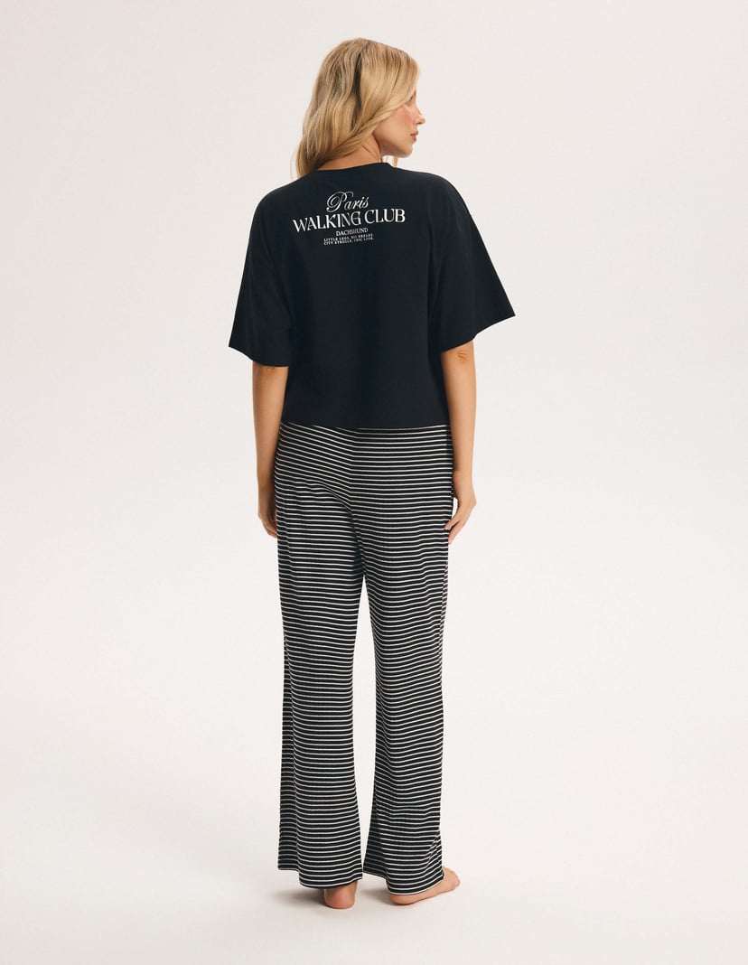 Long Pajamas LEISURE Black with Dachshund Print Black 7