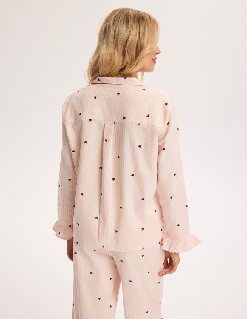 Long Pajamas PIXIE Pink Button-Up with Hearts pink 6