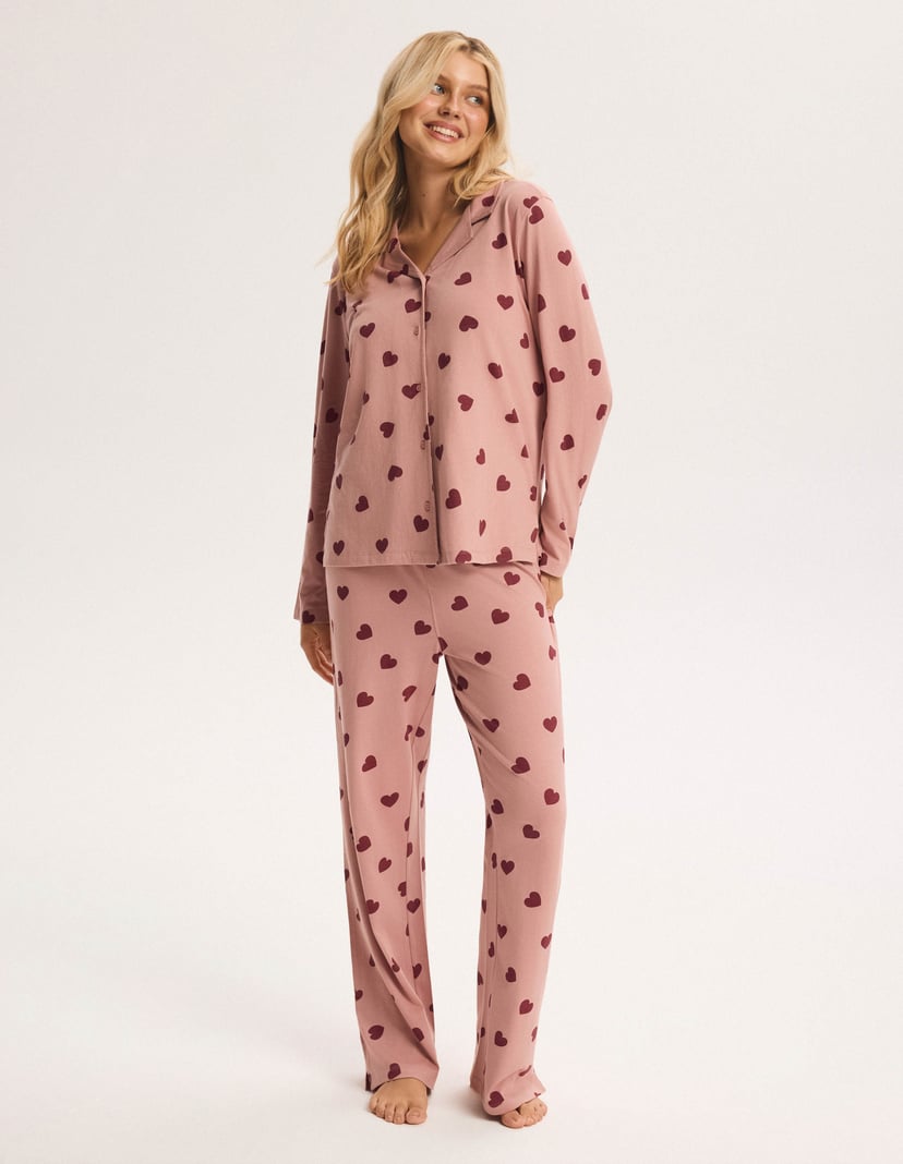 Softie Long Pajamas Pink Knit with Hearts pink 8