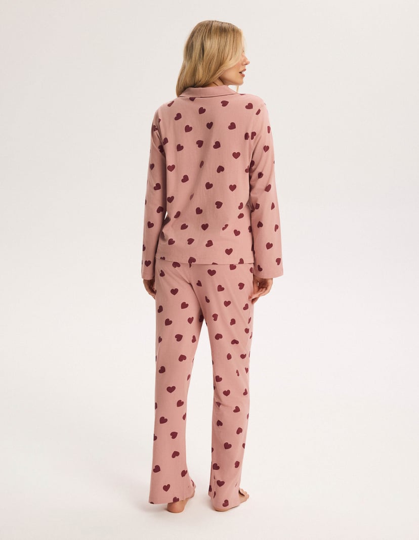 Softie Long Pajamas Pink Knit with Hearts pink 5