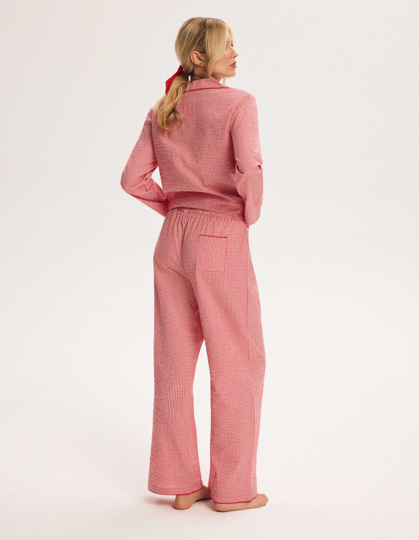 Long Pajamas SUGAR SPARK Red Plaid with Bow Red 8