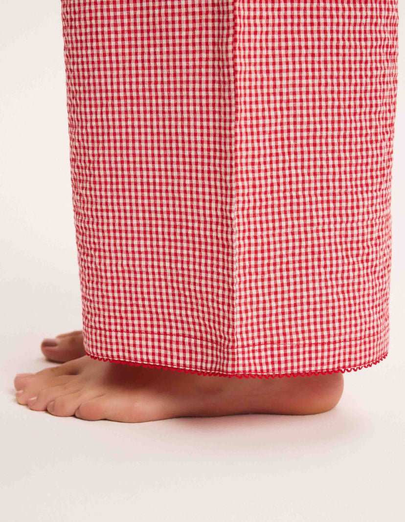 Long Pajamas SUGAR SPARK Red Plaid with Bow Red 7