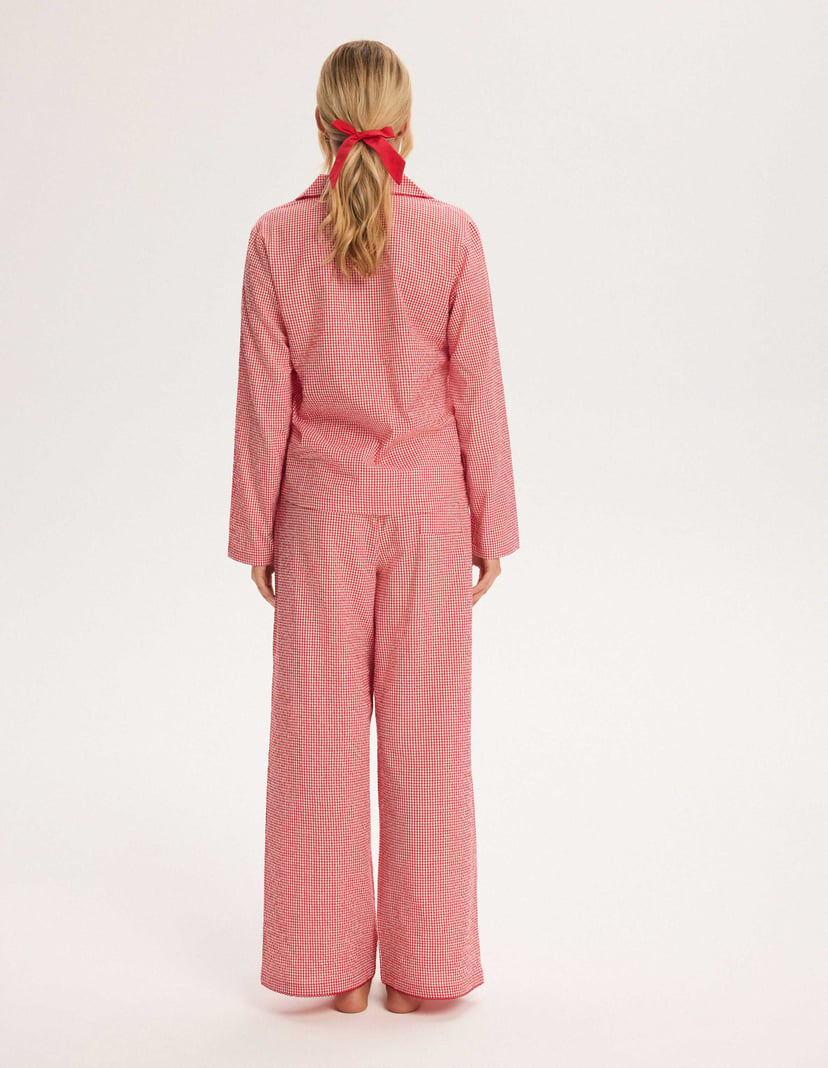Long Pajamas SUGAR SPARK Red Plaid with Bow Red 9