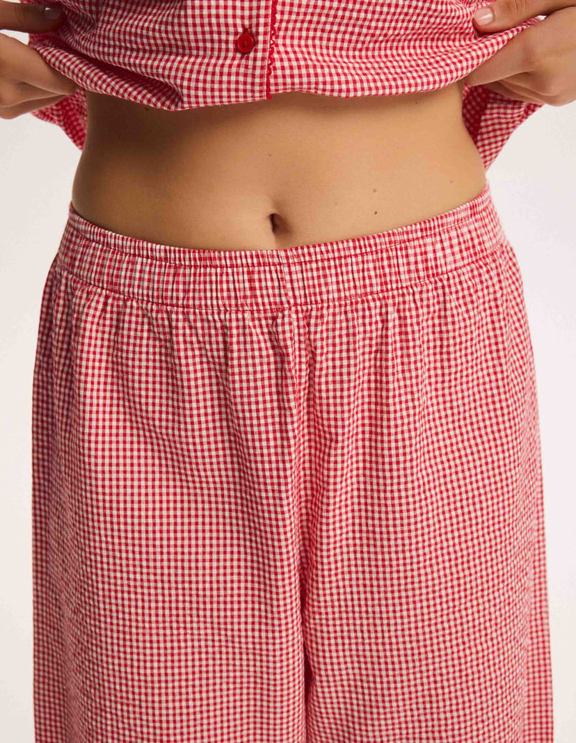 Long Pajamas SUGAR SPARK Red Plaid with Bow Red 6