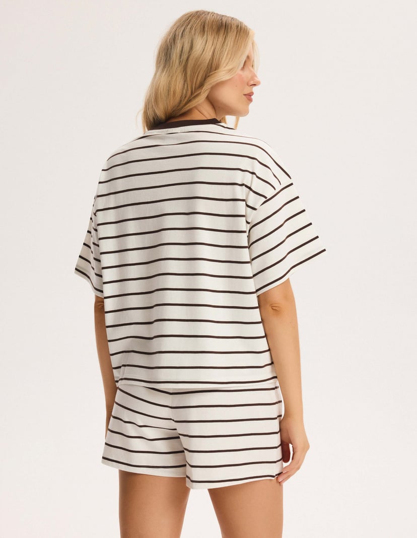 Short Pajamas AMICIOUS with Stripes and Embroidered Heart Yellow 5