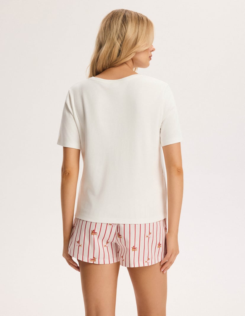Honey Short Pajamas with Dachshund Motif cream 7