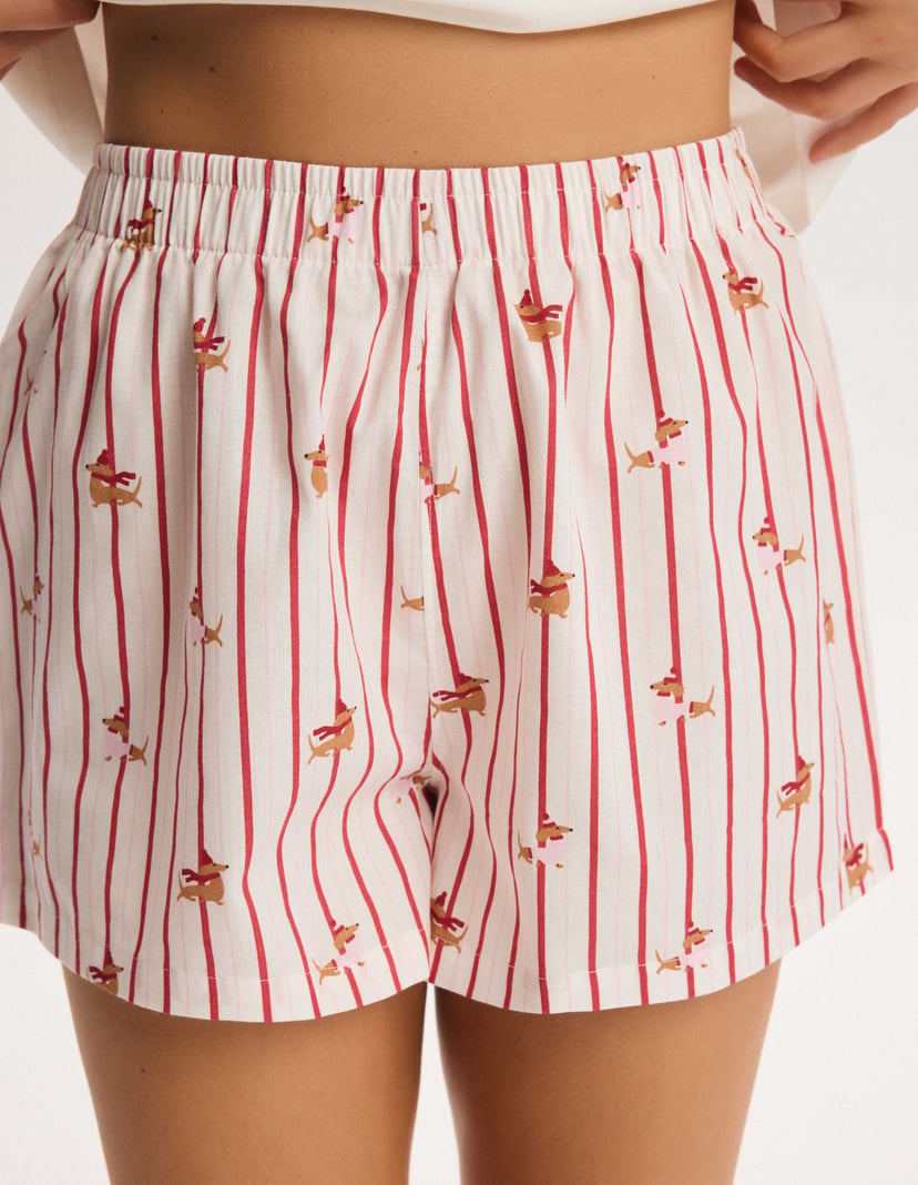 Honey Short Pajamas with Dachshund Motif cream 3