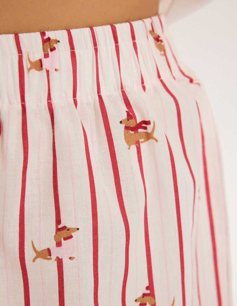 Honey Short Pajamas with Dachshund Motif cream 4