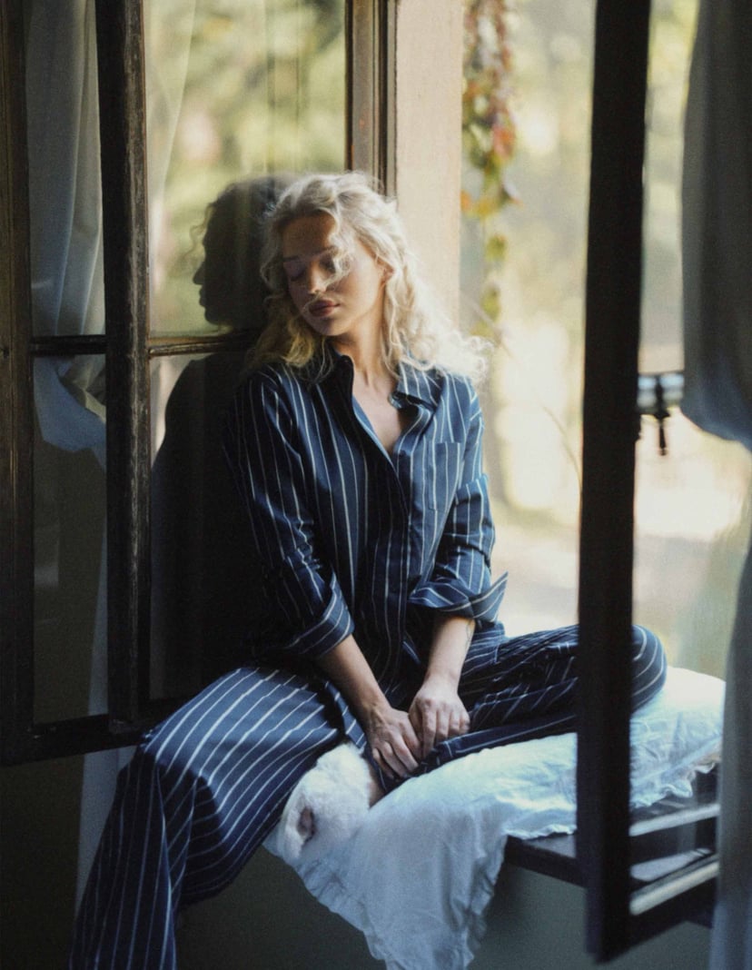 Stellar Premium Long Pajamas in Striped Cotton navy 2