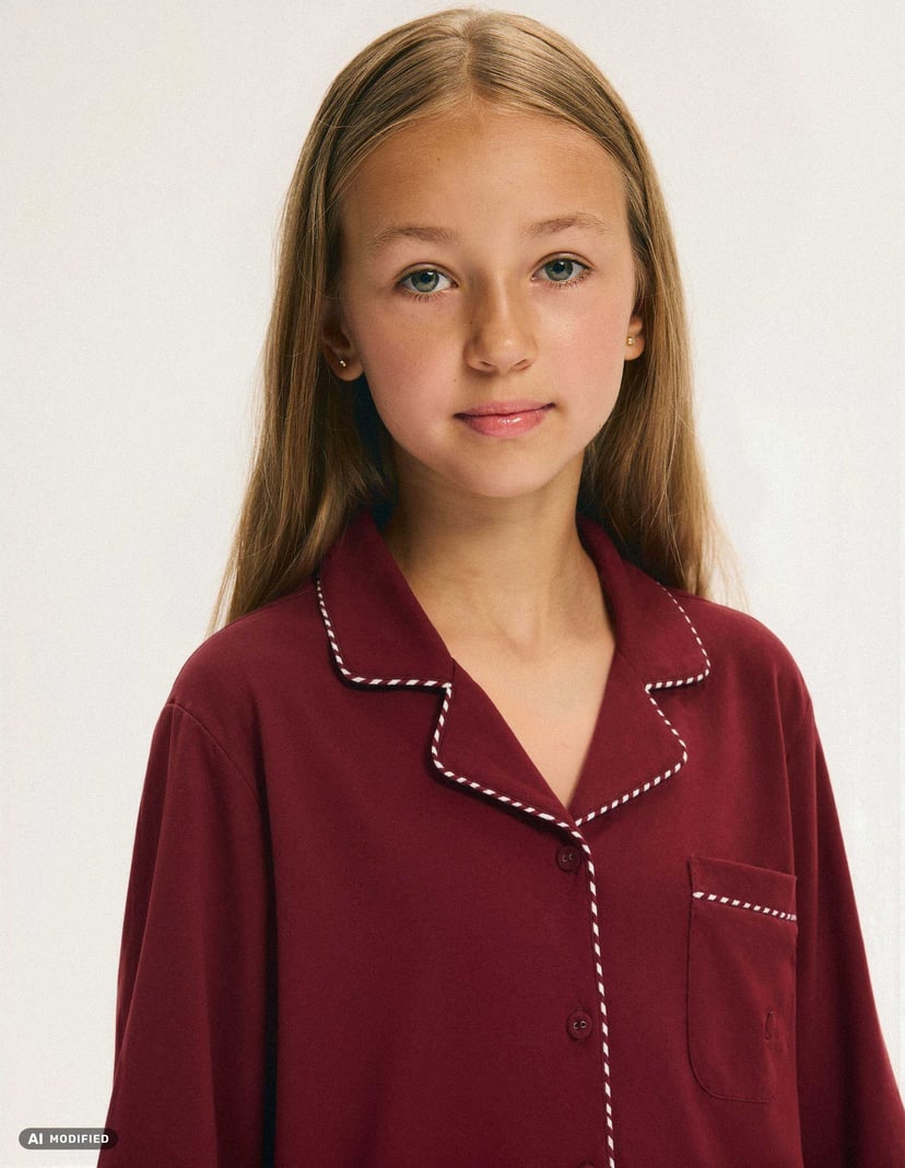 Children's Christmas Pajamas GARNET in Cotton Red 2
