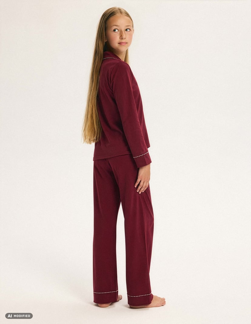 Children's Christmas Pajamas GARNET in Cotton Red 3