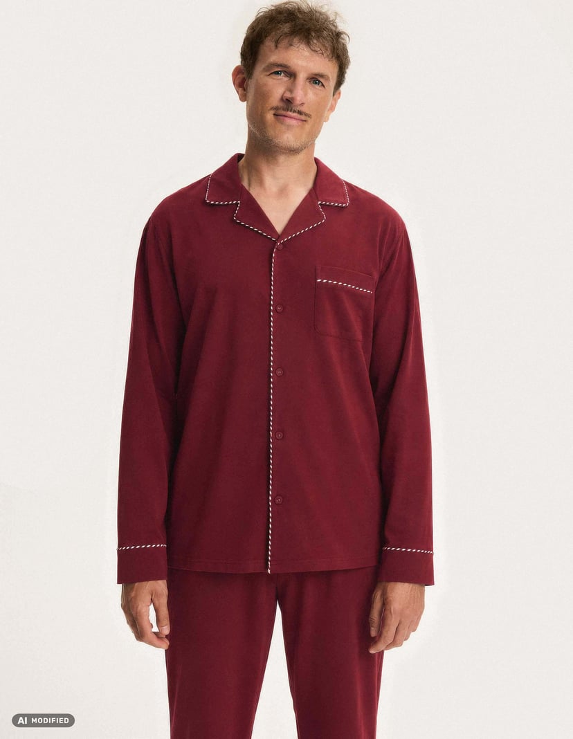 Men's Christmas Pajamas GARNET in Cotton Red 2