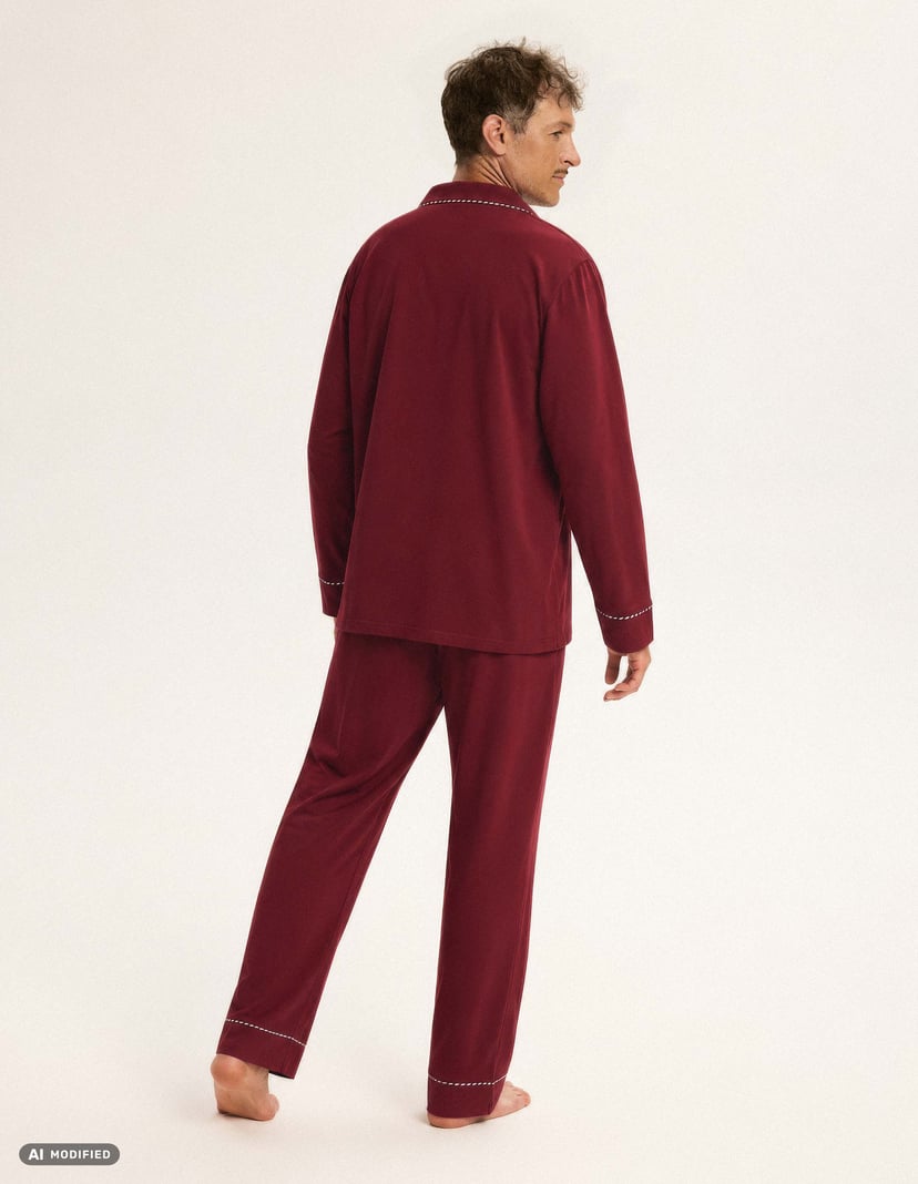 Men's Christmas Pajamas GARNET in Cotton Red 3