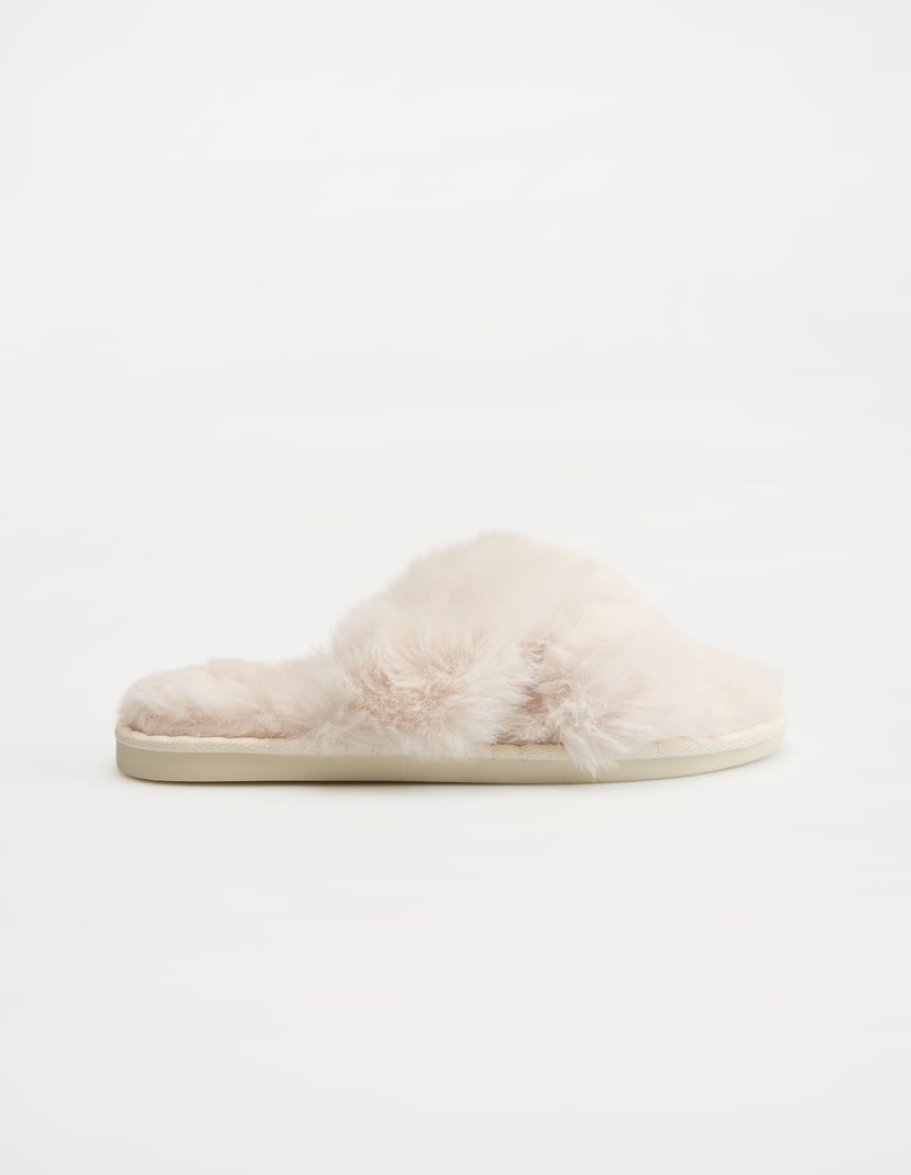 Slip-On Muffy Slippers with Fur and Open Toes Multi 3