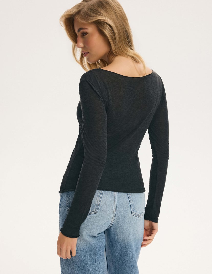 Graphite MESHBASE T-Shirt with Lace Neckline Grey 6