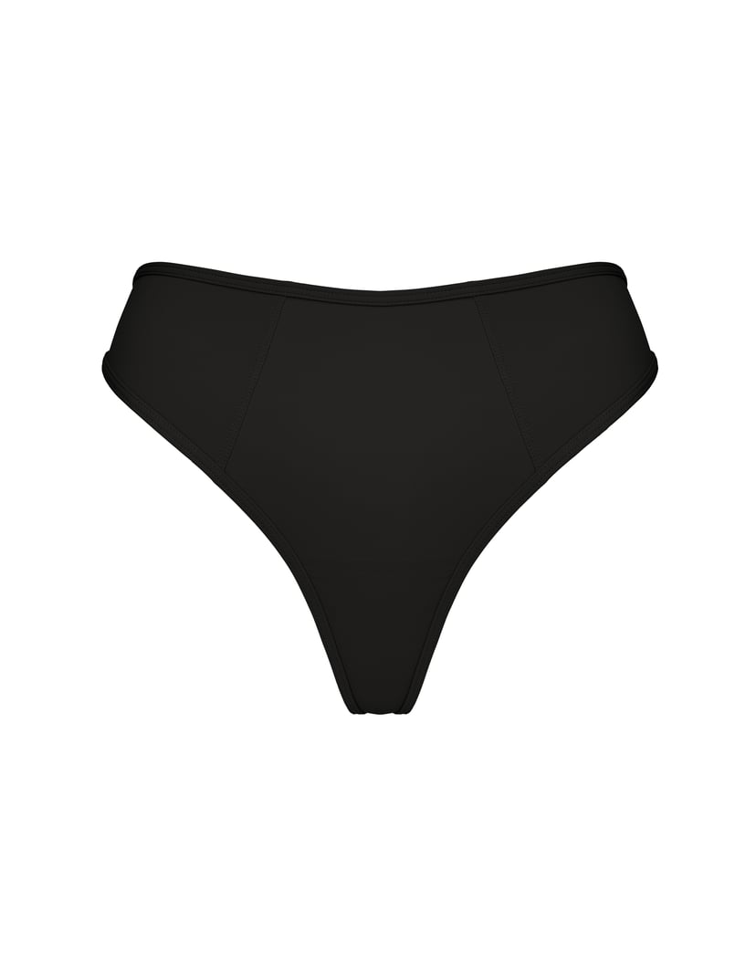 SLAY Black Thongs with Runway Cut Black 7
