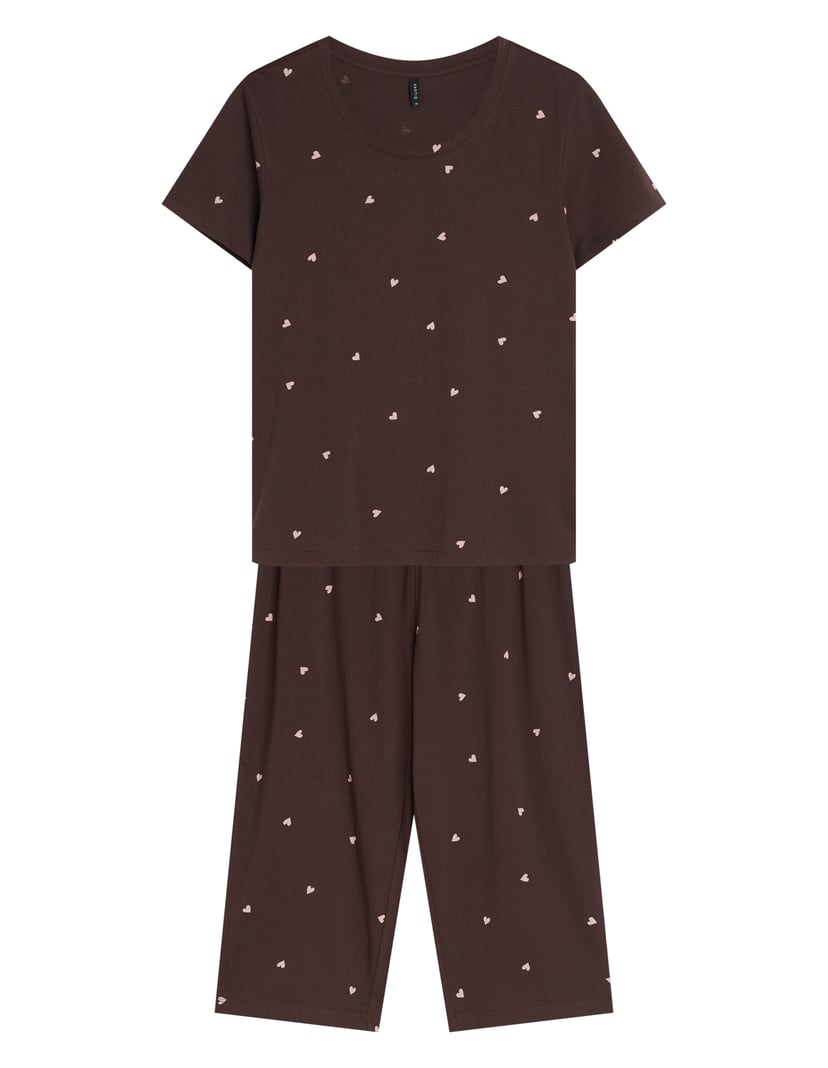 ASHY Pajamas with Capri Pants in Hearts brown 7