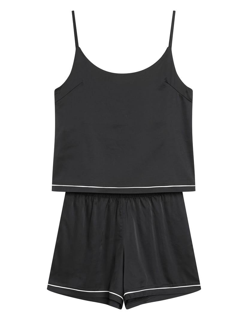 Short Pajamas AWARE with Contrast Piping Black 9