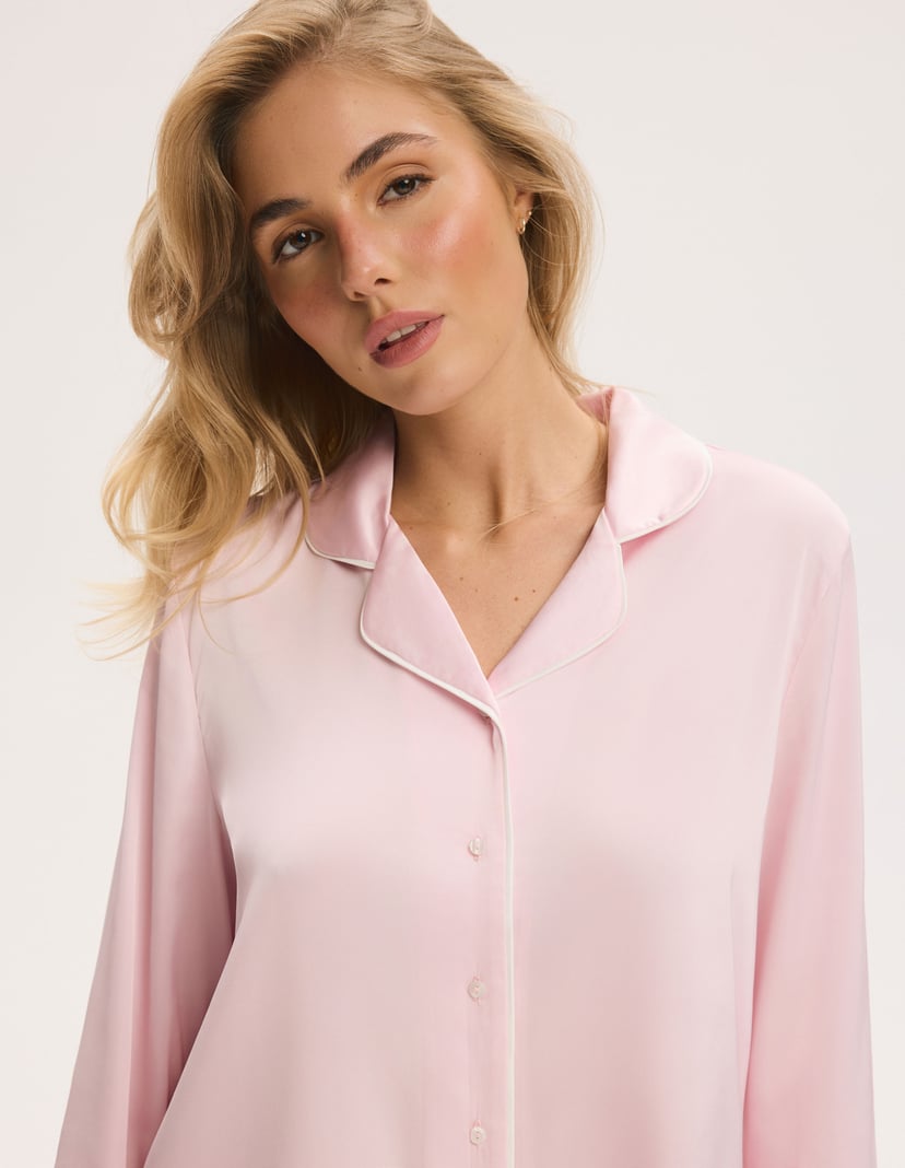Long Pajamas AWARE with Contrast Piping pink 2
