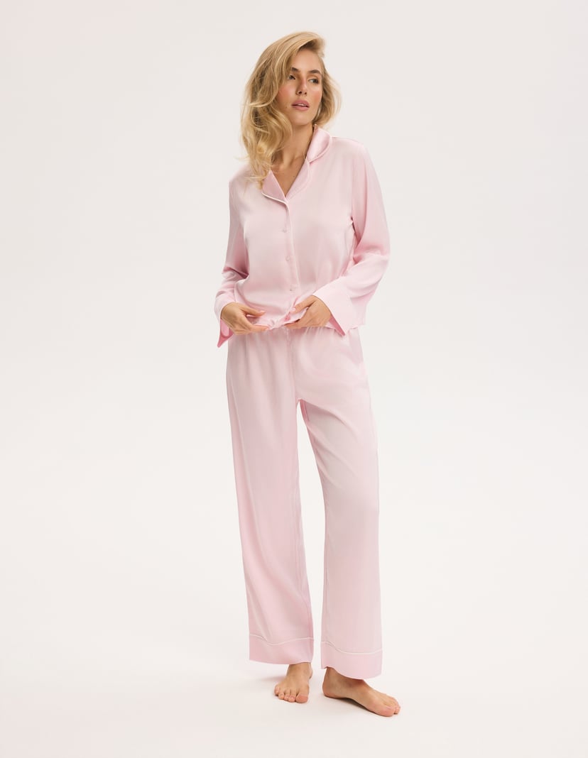 Long Pajamas AWARE with Contrast Piping pink 10