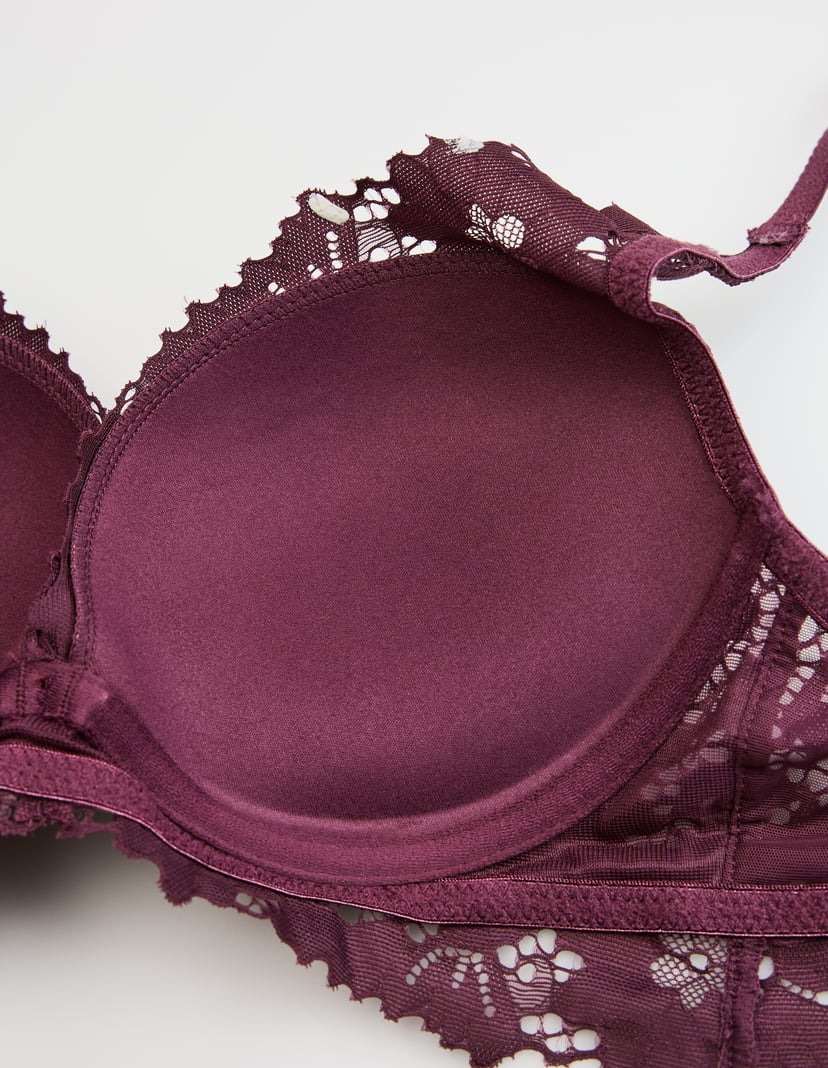 Push-Up Bra LUNA with Lace maroon 8