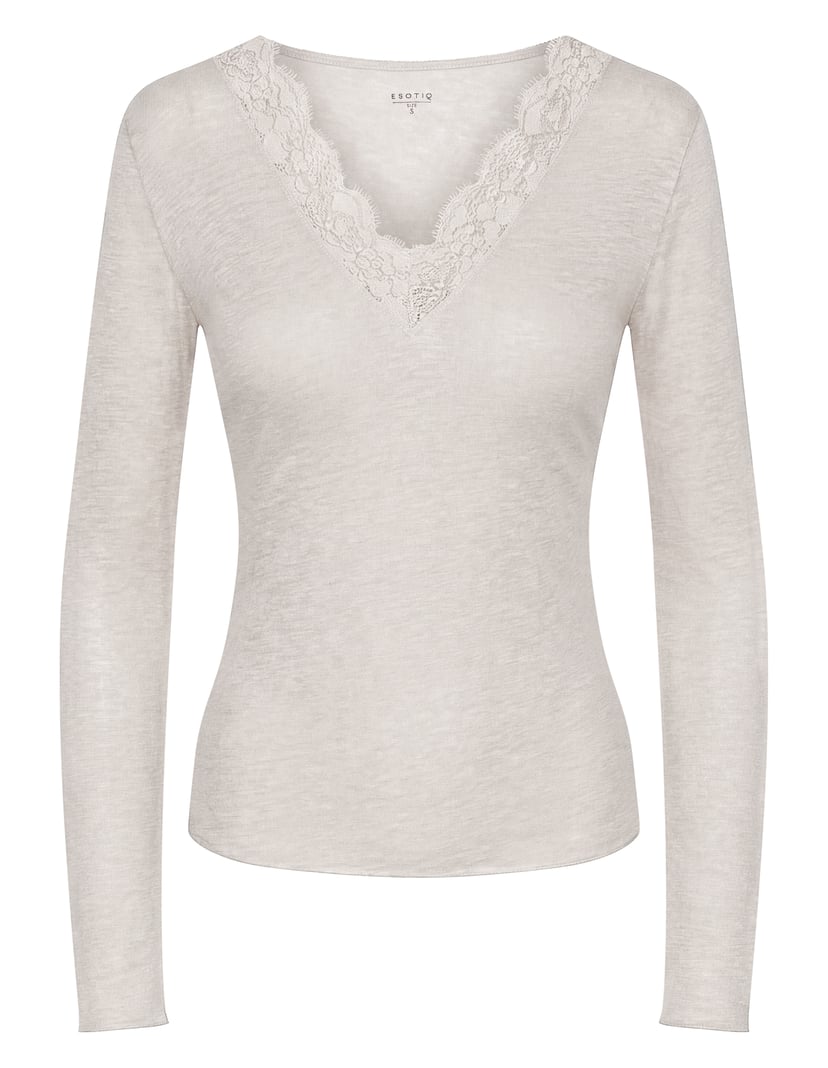 Light Beige MESHBASE Top with Lace Neckline cream 8