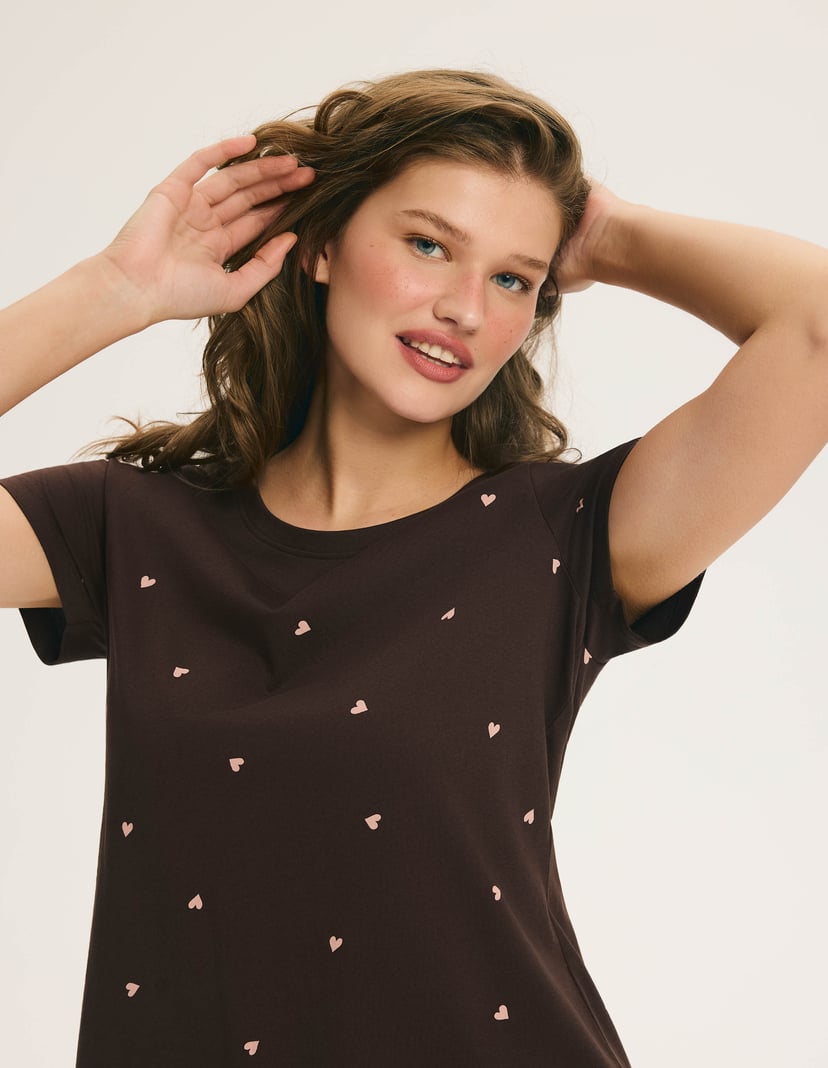 ASHY Pajamas with Capri Pants in Hearts brown 2
