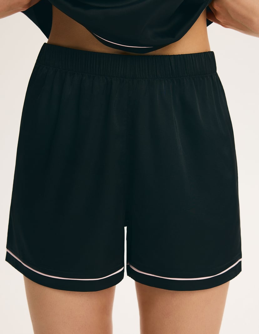 Short Pajamas AWARE with Contrast Piping Black 4
