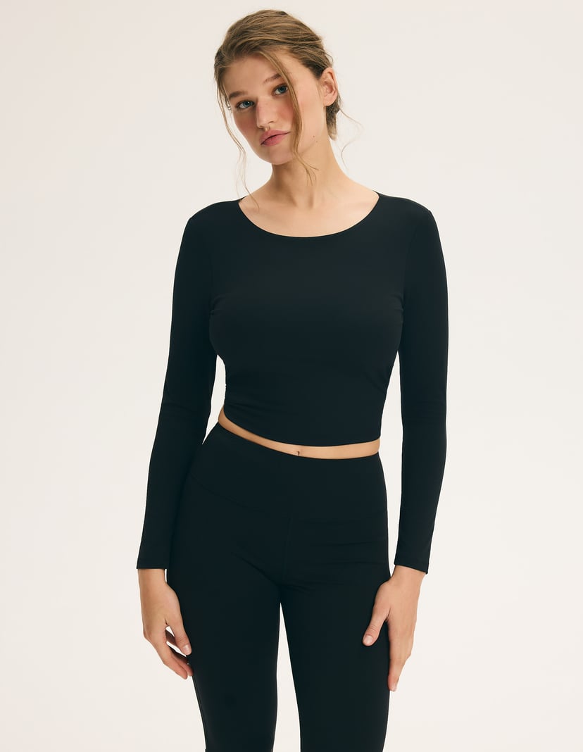 Bare Back Sports Top with Back Cutout Black 5