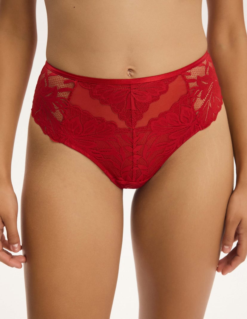 Gloria Thongs with Lace Detail Red 2
