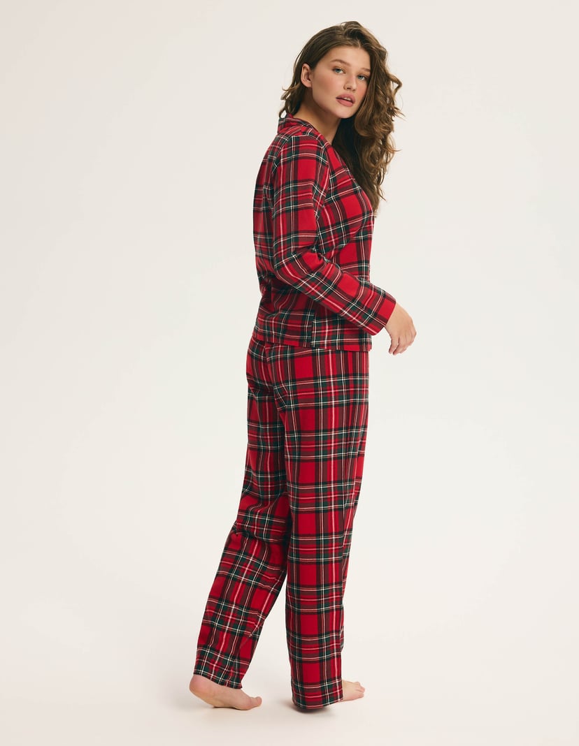 Long Pajamas SCARLETTE in Cotton Flannel Check Red 10