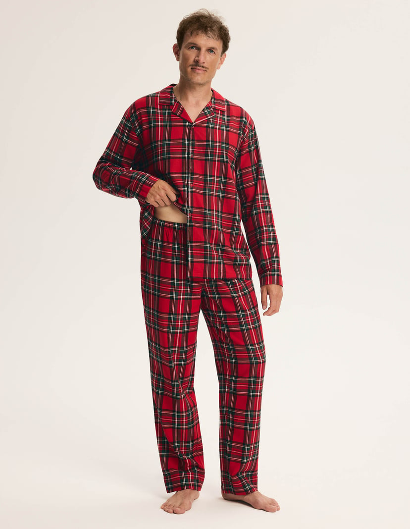 Men's Pajamas SCARLETTE in Cotton Flannel Red 6