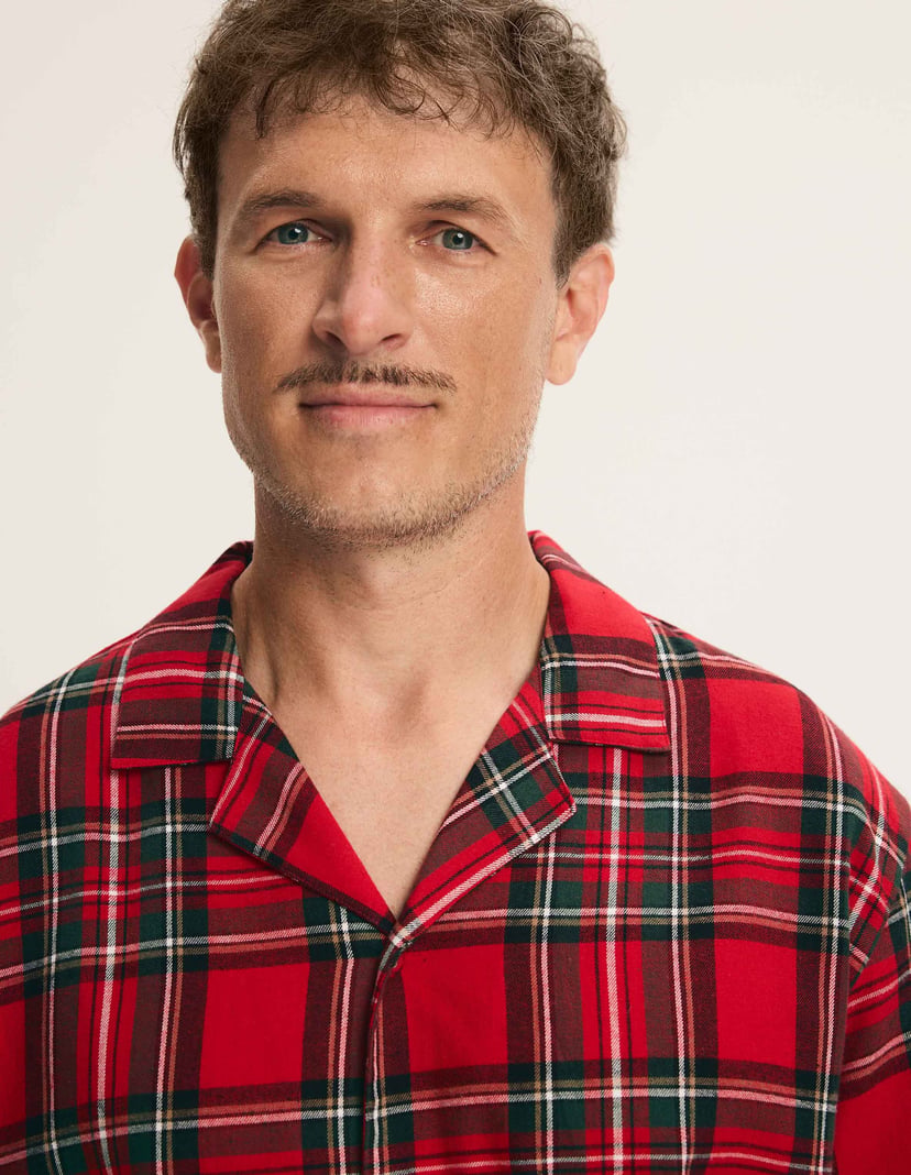 Men's Pajamas SCARLETTE in Cotton Flannel Red 3