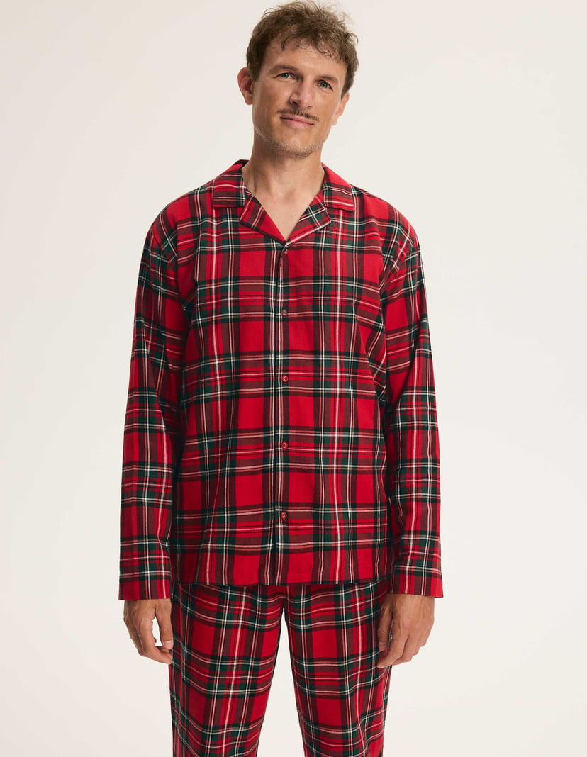 Men's Pajamas SCARLETTE in Cotton Flannel Red 2
