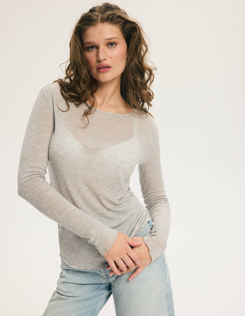 Light Grey CLEAN Blouse with Lyocell and Wool Grey 5