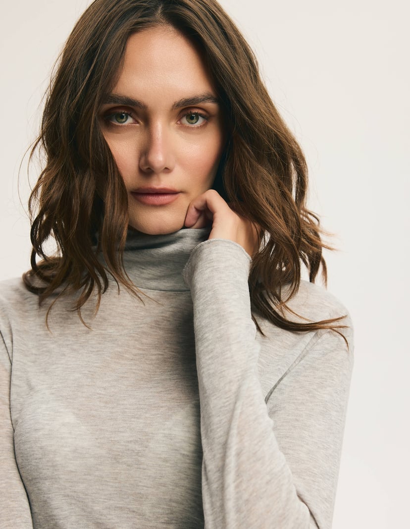 Light Gray Turtleneck CLEAN with Lyocell and Wool Grey 3