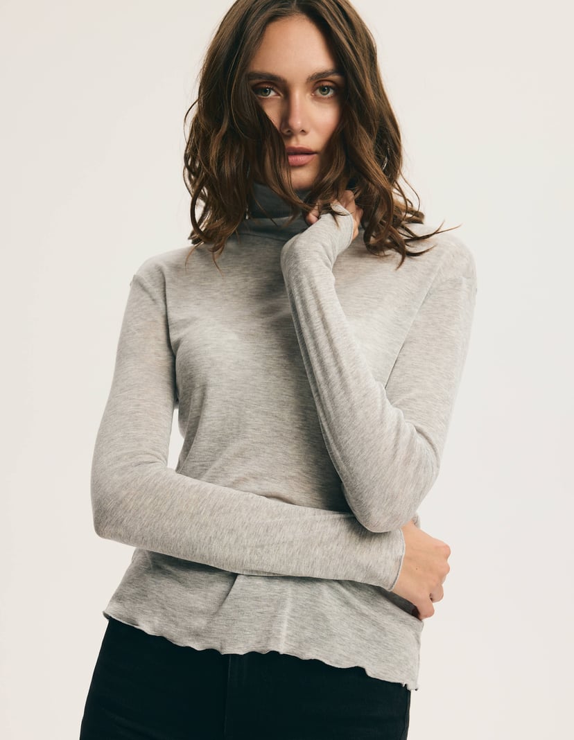 Light Gray Turtleneck CLEAN with Lyocell and Wool Grey 2