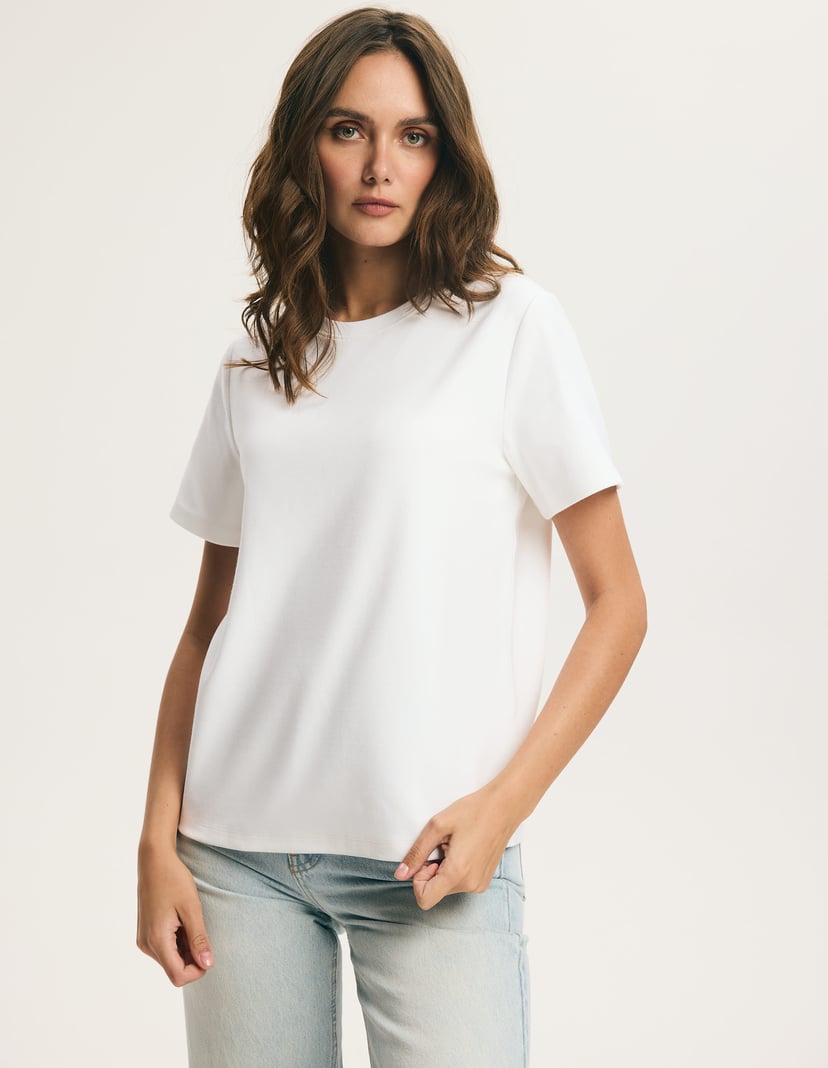 White TRUEBASIC T-Shirt with Interlock Knit White 5
