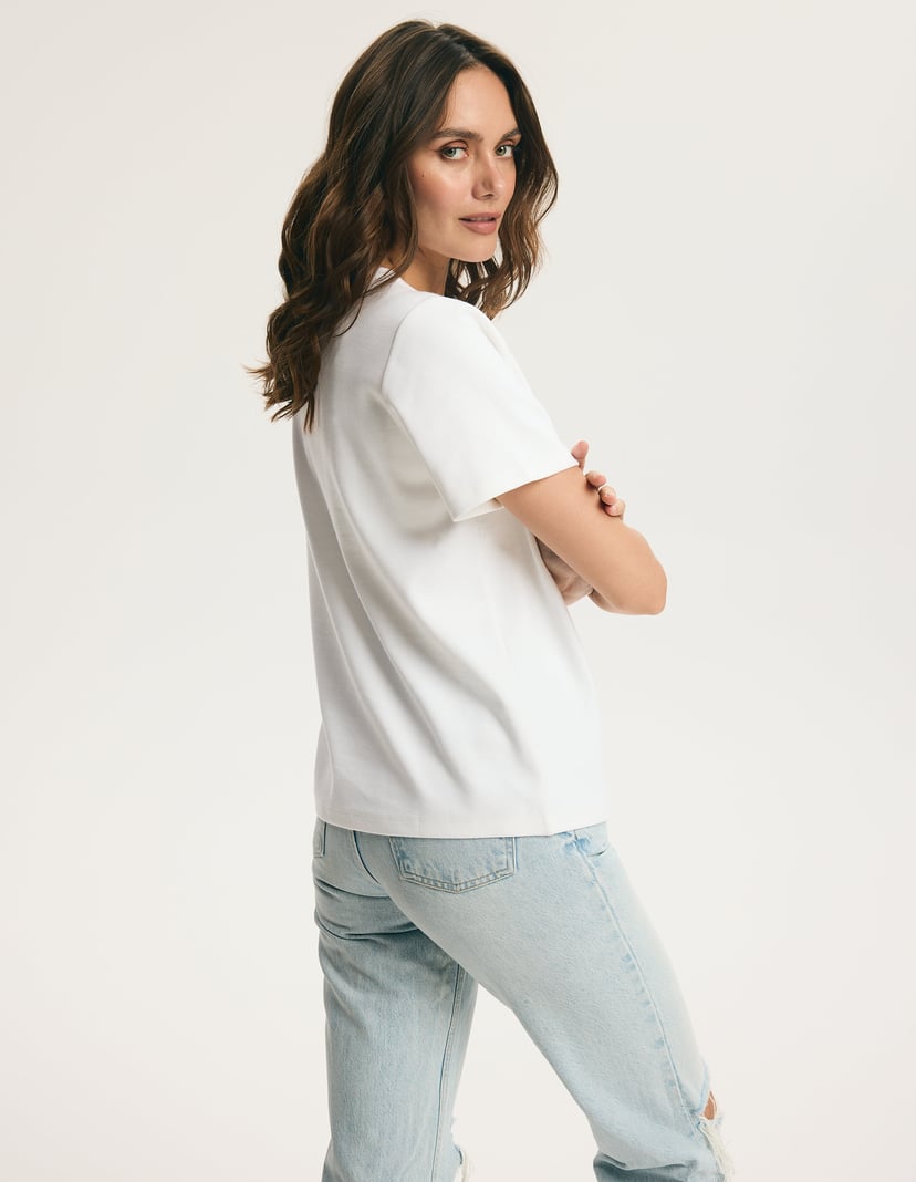White TRUEBASIC T-Shirt with Interlock Knit White 4