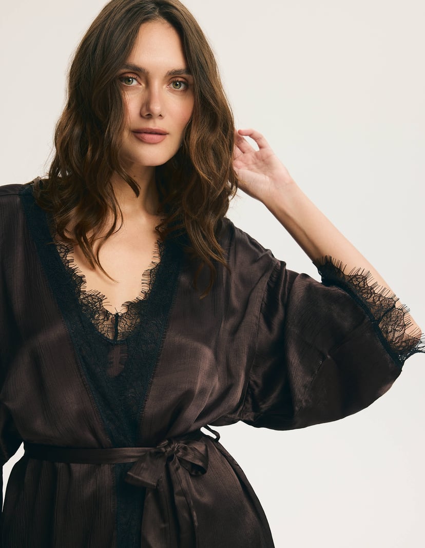 Margot Premium Crinkled Satin Robe brown 2
