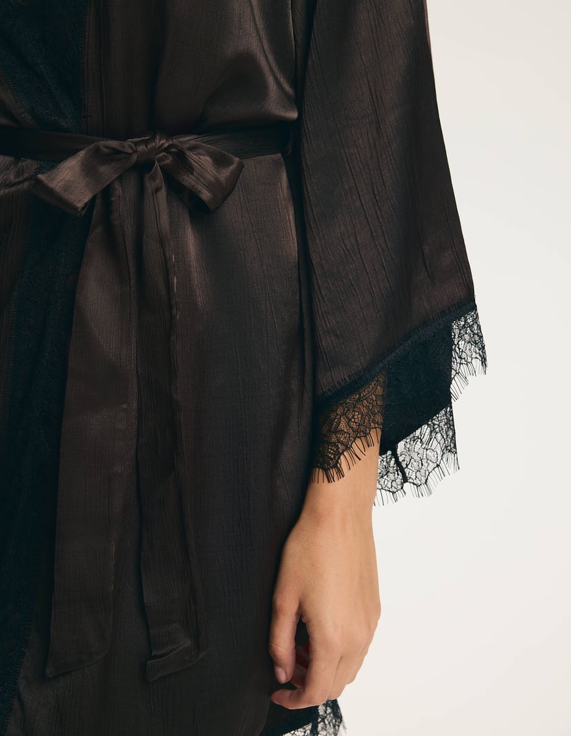 Margot Premium Crinkled Satin Robe brown 5