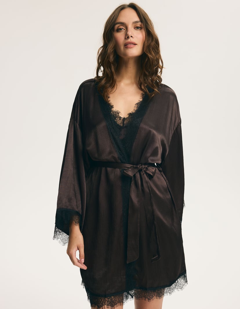 Margot Premium Crinkled Satin Robe brown 7
