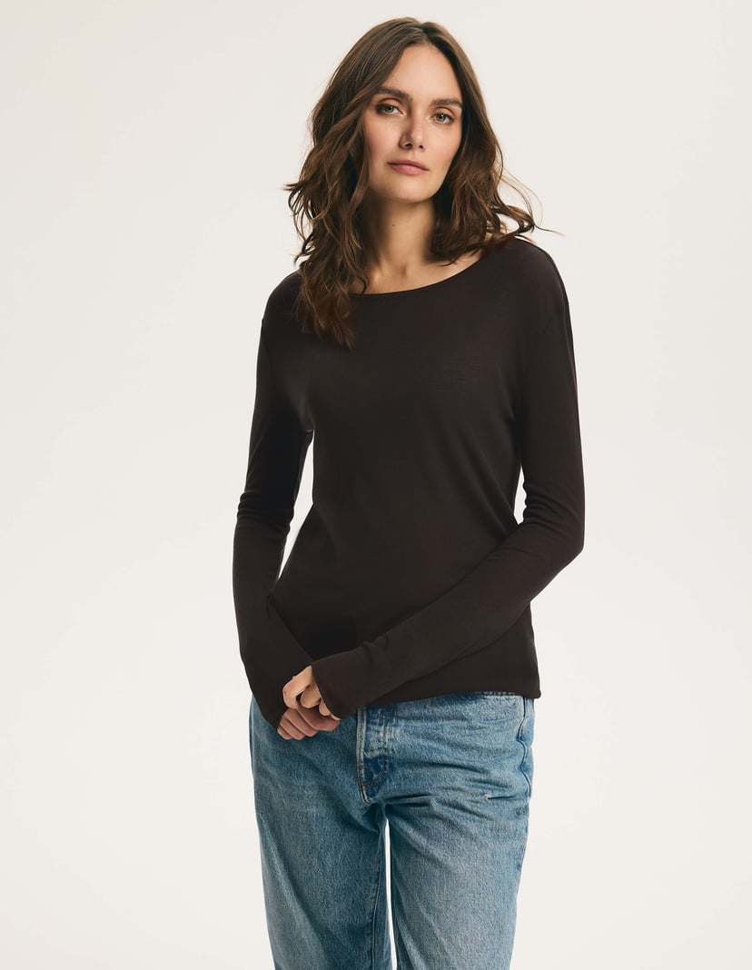 Dark Brown Blouse CLEAN with Lyocell and Wool brown 7
