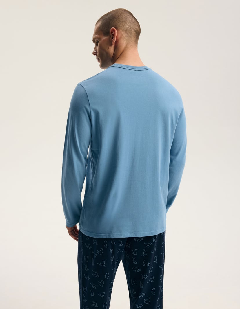 Men's Long Pajamas FURRY Blue with Print Blue 4